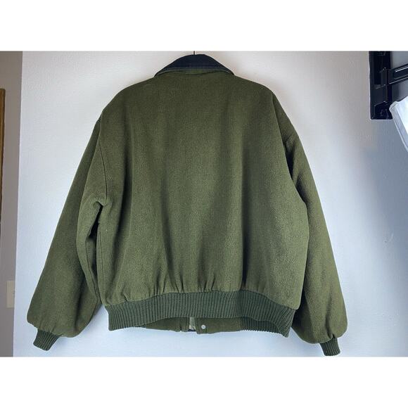 Vtg Polo Club Manhattan Sz XL Hvy Qltd Lining Green Navy Trim Full Zip Pkts Wool - Picture 5 of 11